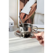 Tr Çelik 2 Adet 180 Ml Çift Cidar Espresso Kahve Fincan Set Sunum Bardağı Diğer