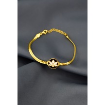Papatya Silver 925 Ayar Gümüş Gold Kaplama Mineli Lotus Çiçeği Bileklik
