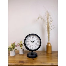 Siyah Metal Modern Masa Saati 25 20 Cm Çok Renkli