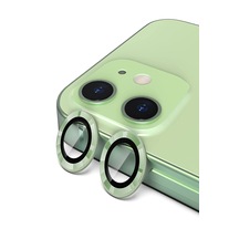 iPhone 12 Mini Uyumlu Alüminyum Alaşım Temperli Cam Kamera Lens Koruyucu - Yeşil
