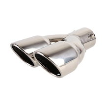 Evrensel Araba Şekillendirme Paslanmaz Çelik Düz Egzoz Kuyruk Susturucu Ucu Borusu, İç Çap: 7.2cm Gümüş