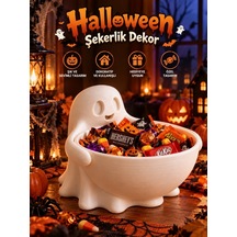 Halloween Cadılar Bayramı Dekoratif Hayalet Şekerlik Büyük Kase Masa Üstü Dekor