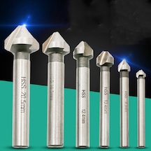 Sones 6'sı 1 Arada 90 Derece Üç Kenarlı Pah Kırma Bıçağı Ağaç İşleme Freze Kesici Pah Kırma Makinesi Delik Açıcı, Paket: Plastik Poşet Beyaz Elmas