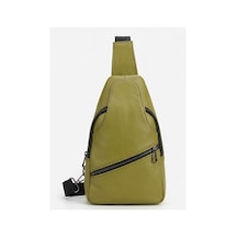Levano Leather %100 Hakiki Dana Derisi Renkli Göğüs Çantası Çok Bölmeli Çapraz Body Bag & Omuz Çantası 32x20 Cm Yeşil