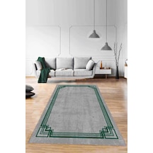 Yeşil Çerçeveli Kaymaz Taban Makinede Yıkanabilir Halı Rv076n11