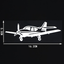 Pervaneli Tek Motorlu Uçak Sticker Yapıştırması 16Cm Beyaz