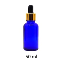 Damlalık, 50ml Damlalıklı Cam Mavi Renk Şişe, Metal Gold Sızdırma