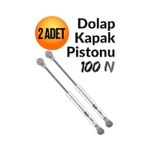 2 Adet Dolap Amortisörü Gazlı Piston Kapak Hidroliği 27 Cm 100n Gri Gri