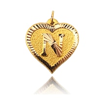 0.25 Gram 14 Ayar N Harfi Kalp Kolye Ucu