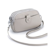 Skycity Kadınlar İçin Gerçek Deri Çapraz Çanta - 3 Fermuarlı, Küçük Ve Şık Telefon Çantası, Hediye Seçeneği Gümüş