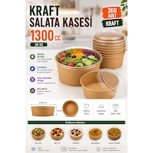 1300 Cc Kraft Salata Kasesi 300 Adet 38 Oz Kâğıt Salata Kabı - 913797483