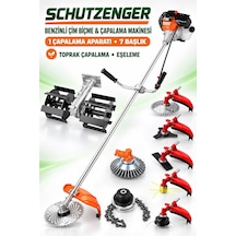 Schutzenger Hp-81 Benzinli Eleşeme Çapalama Makinesi Ot Çim Çalı Biçme Motoru Tüm Başlıklar Set Tarla Bahçe 8 Başlık