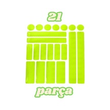 21 Parça Yansıtıcı Sticker Seti, Kırmızı, Motorsuz/motorlu Araçlar İçin Yeşil-sarı Açık Mavi