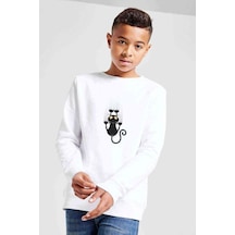 Tshirthane Cat Clipartcat Scratching Claws Vector Cat Baskılı Unisex Çocuk (528579653) Beyaz