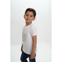 Toontoy Kids Toontoy Erkek Çocuk Surf Tema Baskılı Tişört Ekru