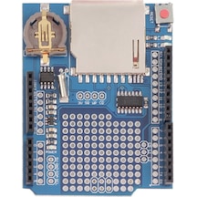 Arduino Sd Kart Rtc Saat Data Kayıt Logger Shield Ds1307 2x Led Prototip Pcb Alanı Reset Butonu