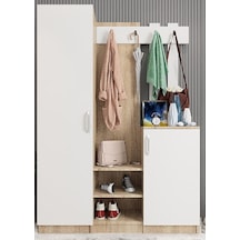 Efes Portmanto Vestiyer Meşe Beyaz-135 cm