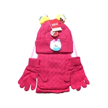 Kitti 4-8 Yaş Kız Çocuk Atkı Bere Eldiven İçi Polarlı 3'lü Takım 24170-04 Fuşya