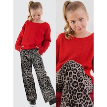 Denokids Crop Top Kız C Ocuk Kırmızı Sweatshirt Çok Renkli