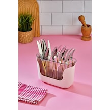 3 Bölmeli Süzgeçli Kaşıklık - Pembe Pembe