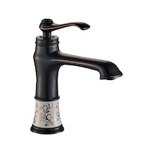 Victoria Porselen Desenli Lavabo Bataryası Siyah