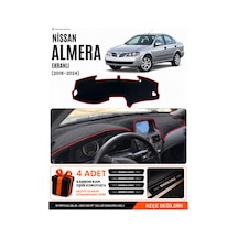 Nissan Almera Ekranlı 2000-2006 Uyumlu Torpido Örtüsü, Torpido Kılıfı - Siyah-kırmızı - Nı002