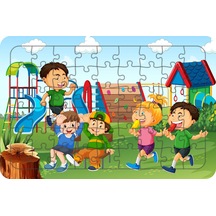 Parktaki Çocuklar 54 Parça Ahşap Çocuk Puzzle Yapboz
