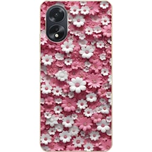 Oppo A38 Uyumlu Beyaz Pembe Papatyalar Baskılı Silikon Kılıf Renkli