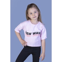 Toontoy Kids Toontoy Kız Çocuk New Wave Baskılı Taş İşlemeli Tişört Pembe