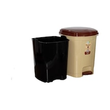 Polytime Pedallı Basmalı 6 Litre Çöp Kutusu Kovası - Çıkarılabilir İç Kovalı - Krem - 28 X 22 X 22 Cm