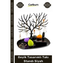 Organzier Şık Zarif Mücevher Düzenleyici Geyik Boynuzu Dekoratif Geyik Tasarımlı Takı Standı Siyah Çok Renkli