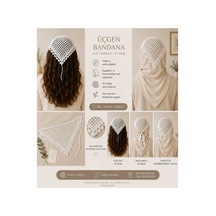 Örgü Desenli Bandana Krem - 921861101 Krem