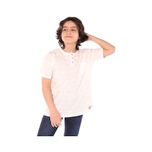 Toontoy Kids Toontoy Erkek Çocuk Baskılı Bisiklet Yaka Düğmeli Tek Cepli Kısa Kollu Tişört Ekru