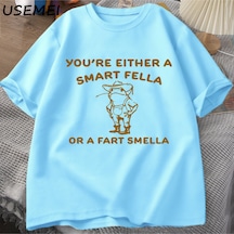 Flood Of Style Bir Akıllı T-shirts T-shirt Boy Retro Karikatür T Shirt Garip Kovboy Kurbağa T Shirt Kadın Er Mavi