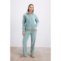 Aria's Closet Arias Closet Kadife Dokulu Uzun Kollu Sweatshirt Ve Pantolon Takımı Yeşil