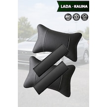 Lada Kalina Uyumlu Siyah Lüks Deri Yastık Set Deri Kemer Koruyucu