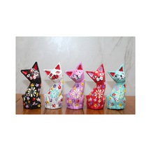 4 Adet Ahşap Kedi Figür Seti 5'li, 10 Cm Ölçü, Dekoratif Masa Raf Süslemeleri, Polos 7, Cat Figurine Set