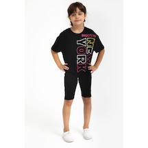 Rolypoly Newyork Siyah Kız Çocuk Bermuda Tayt Takım 5274-29166 Siyah