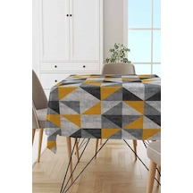 Sarı Geometrik Desen Dokuma Leke Tutmaz Masa Örtüsü Mso380n11