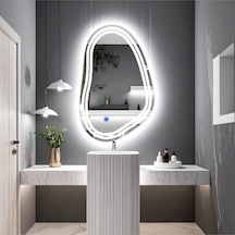 Axira Beyaz Led'li Lazer Kumlamalı Lavabo & Banyo Aynası Dokunmatik Sensörlü 110 X 70 Cm