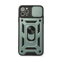 Apple iPhone Uyumlu  11 Pro Max Kılıf Pars Lens Yüzüklü Silikon -  Yeşil