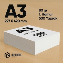 İnformal Fotokopi Kağıdı Premium Kalite A3 80 Gr 500 Yaprak 1. Ha
