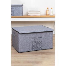 Keçe Kapaklı Çok Amaçlı Mega Plus Kutu Gri 57x41x31 Cm