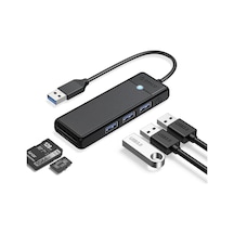 Orico PAPW3AT-U3-015-BK USB 3.0 to 3.0 TF SD Kart Okuyucu 3 Portlu USB 3.0 Çoklayıcı Adaptör Siyah