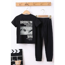 Uyguntarz Çocuk 1898 Brooklyn Baskılı Alt - Üst Eşofman Takımı Siyah