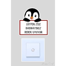 Sevimli Penguen Sticker Bebek Uyuyor Kapı Zili Etiketi Standart