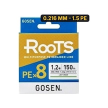 Gosen X8 Roots Pe 8 Örgü Spin İp Misina 150mt A.yeşil 0.216 Mm - 1.5 Pe