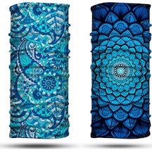 Dair Lacivert Mandala Desenli 2'li Set Boyunluk Bandana Outdoor Balaklava Yüz Maskesi Kafa Bandı