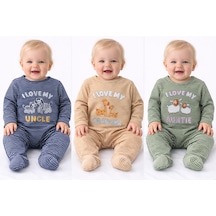 Erkek Bebek 3 Lü Tulum Set %100 Pamuk Çıtçıtlı Patikli Tulum 128067 Karışık
