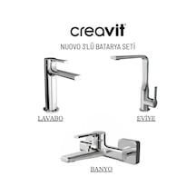 Creavit Nuovo Lavabo Banyo Eviye Bataryası 3'lü Set NU1600-NU2500-NU8500 Krom